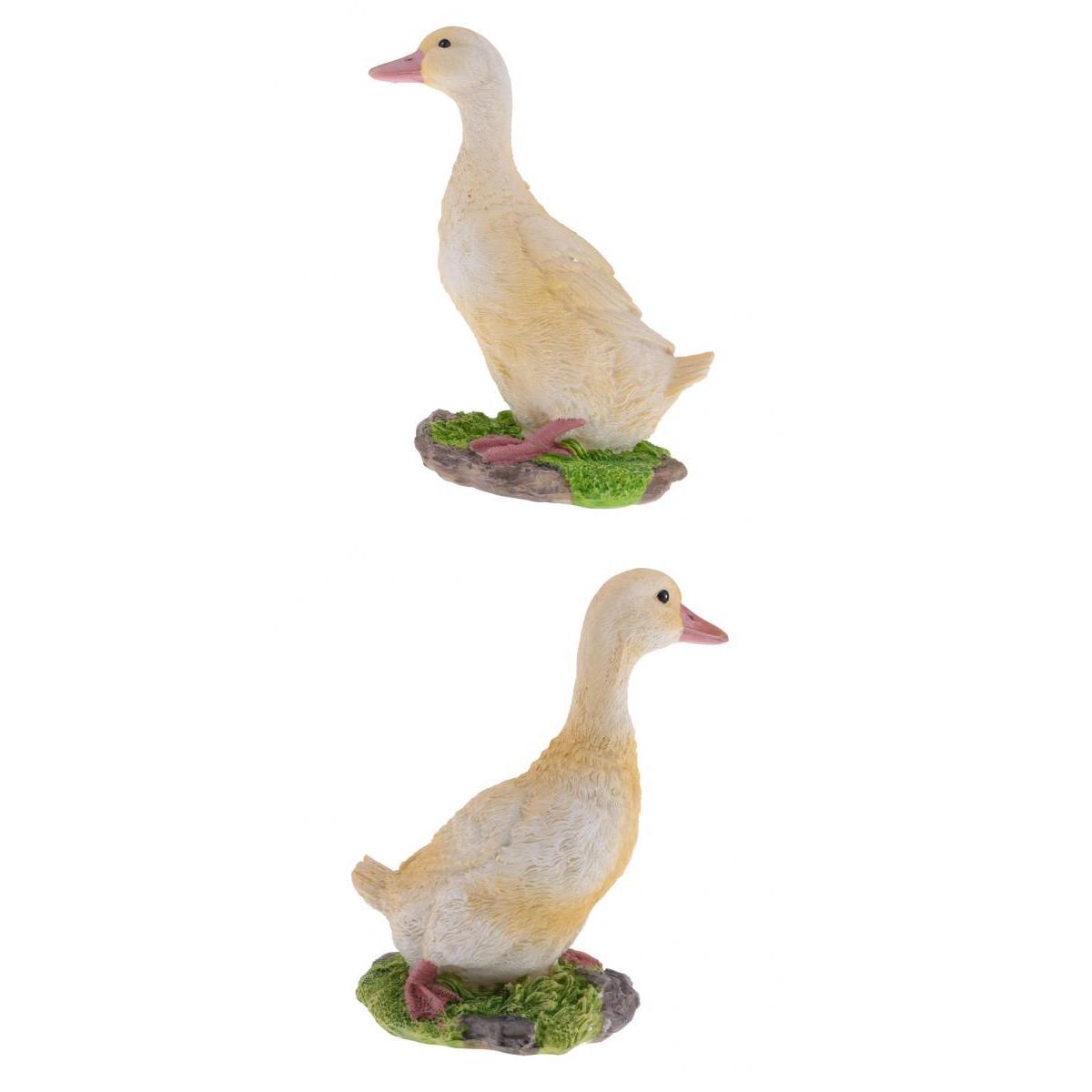 2pcs Garden Gift Farm Resin Animal Ornament Pond Water Standing Duck Yellow