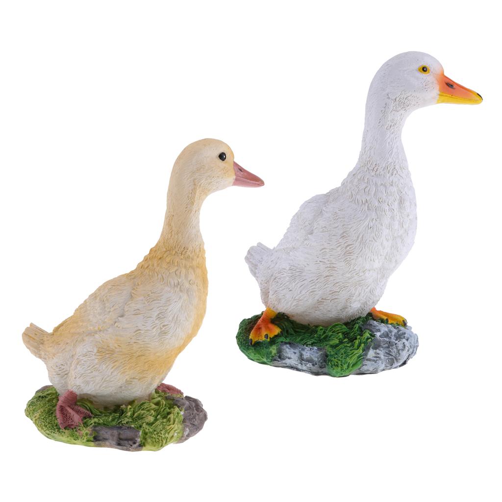 2pcs Garden Gift Farm Resin Animal Ornament Pond Water Standing Duck S