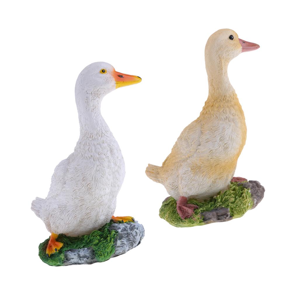 2pcs Garden Gift Farm Resin Animal Ornament Pond Water Standing Duck S
