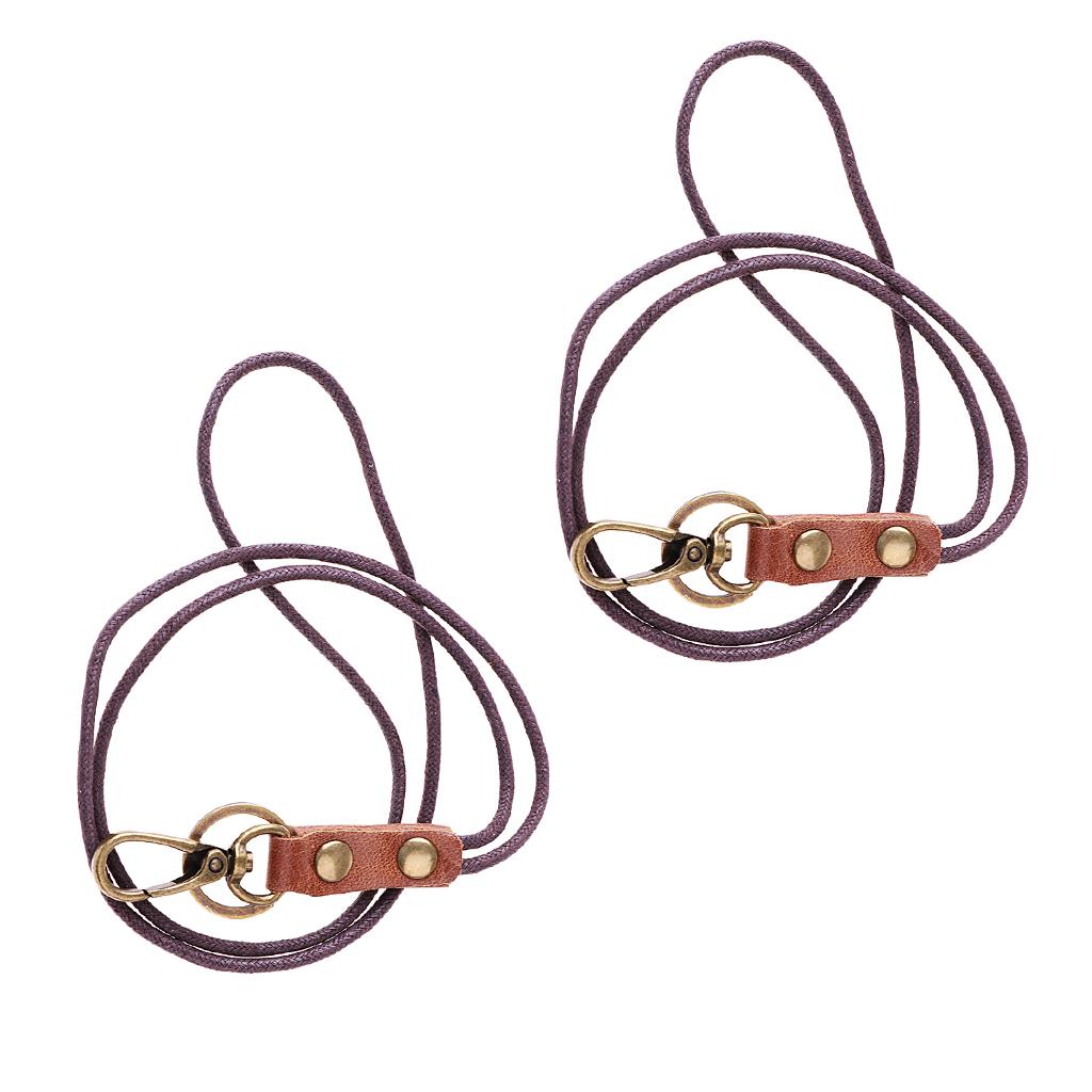 2Pieces Leather Lanyard Neck Wrist Strap ID Card Badge Phone Key Holder 49cm