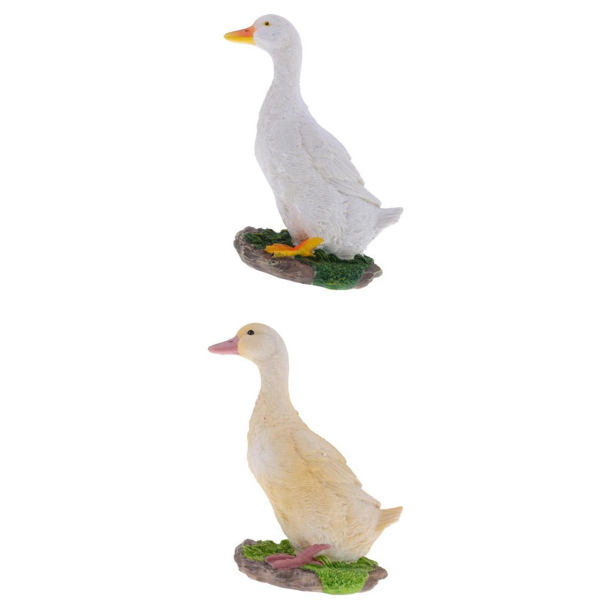 2pcs Garden Gift Farm Resin Animal Ornament Pond Water Standing Duck M