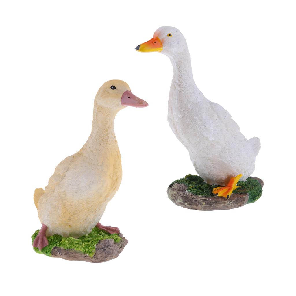 2pcs Garden Gift Farm Resin Animal Ornament Pond Water Standing Duck M