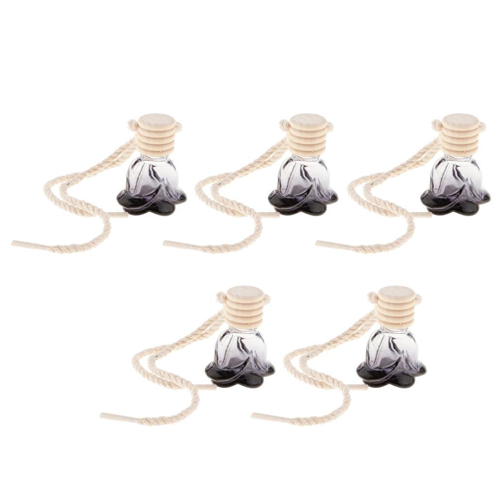 5Pcs 10ml Empty Perfume Bottle Car Hanging Pendant Home Decor Flower
