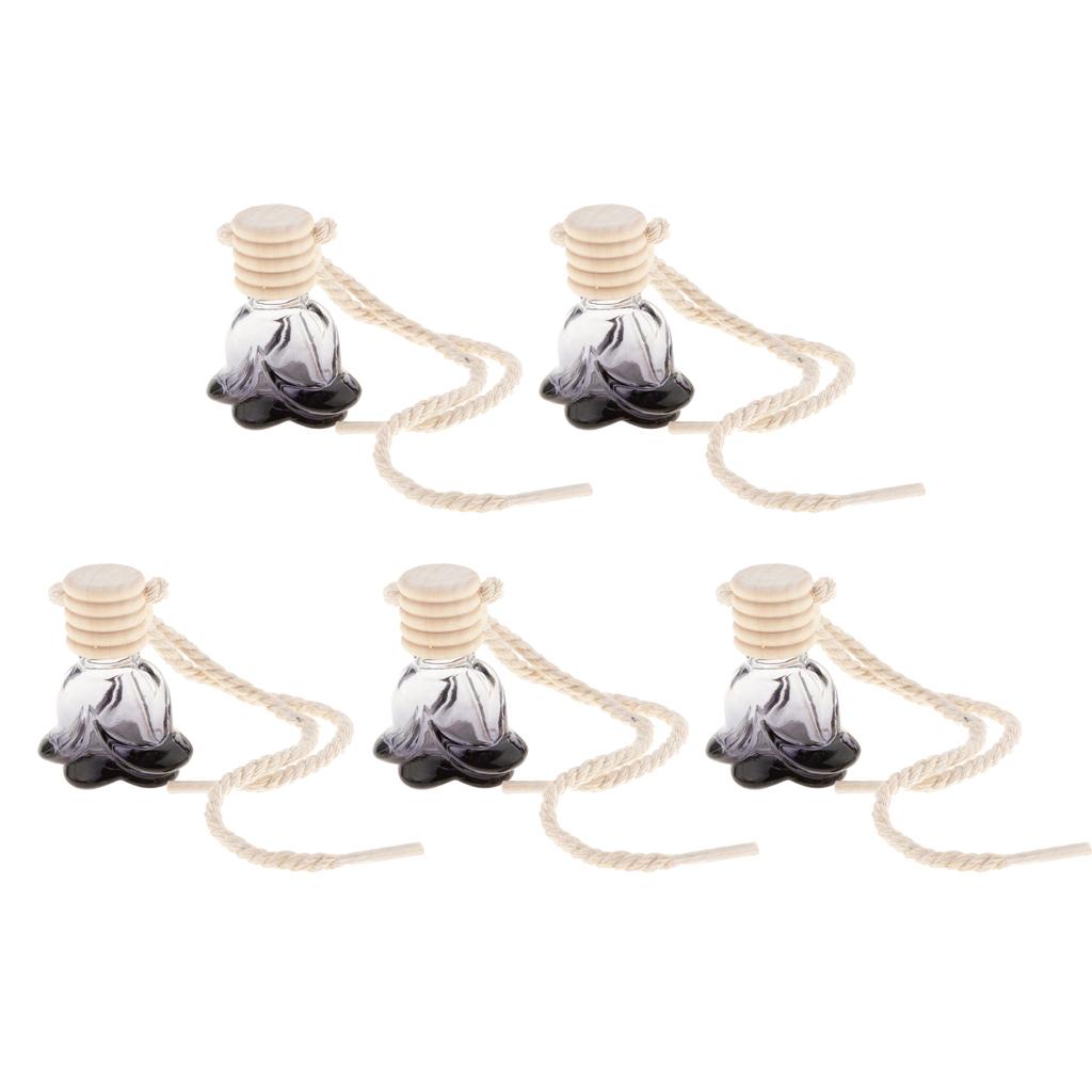 5Pcs 10ml Empty Perfume Bottle Car Hanging Pendant Home Decor Flower