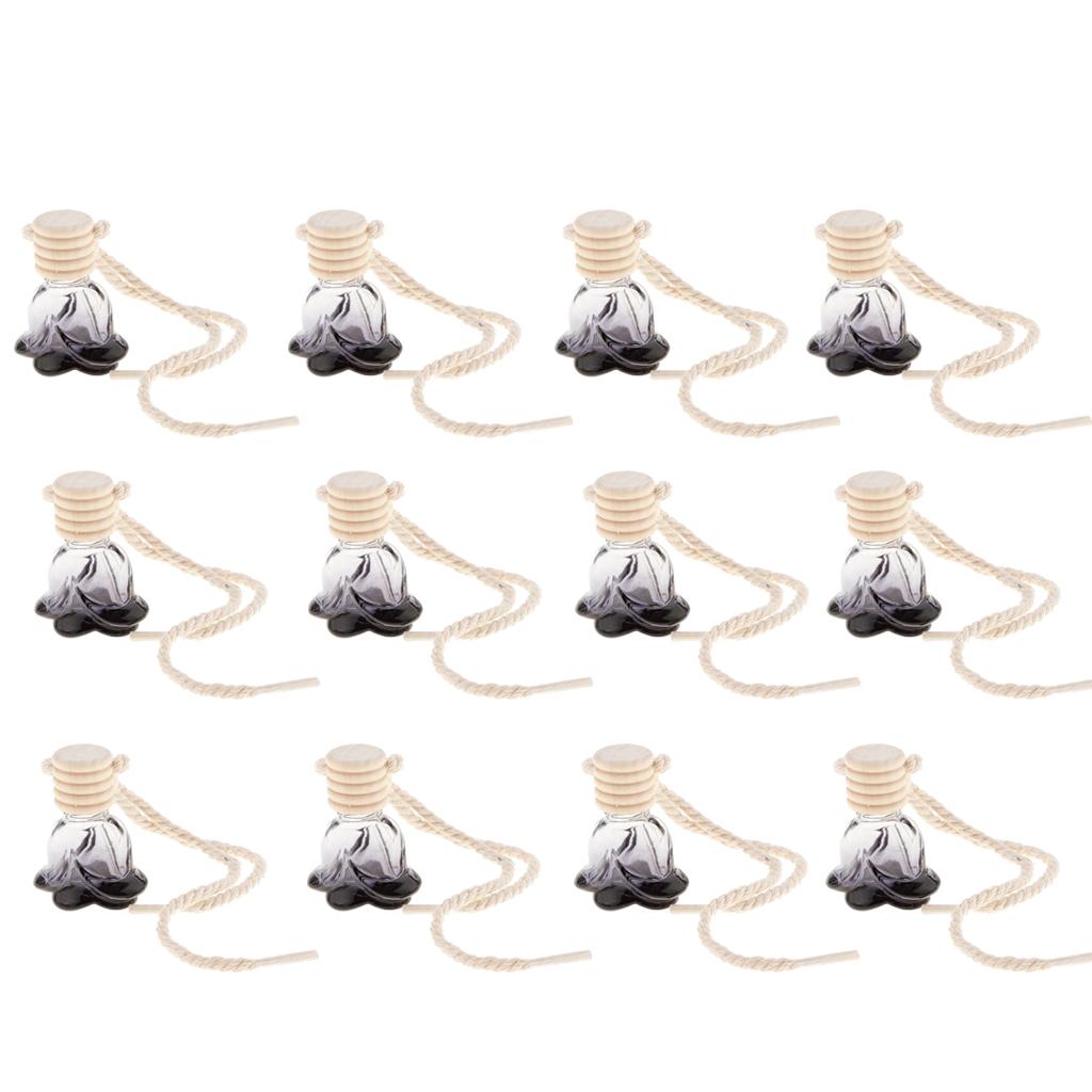 12Pcs 10ml Empty Perfume Bottle Car Hanging Pendant Home Decor Flower