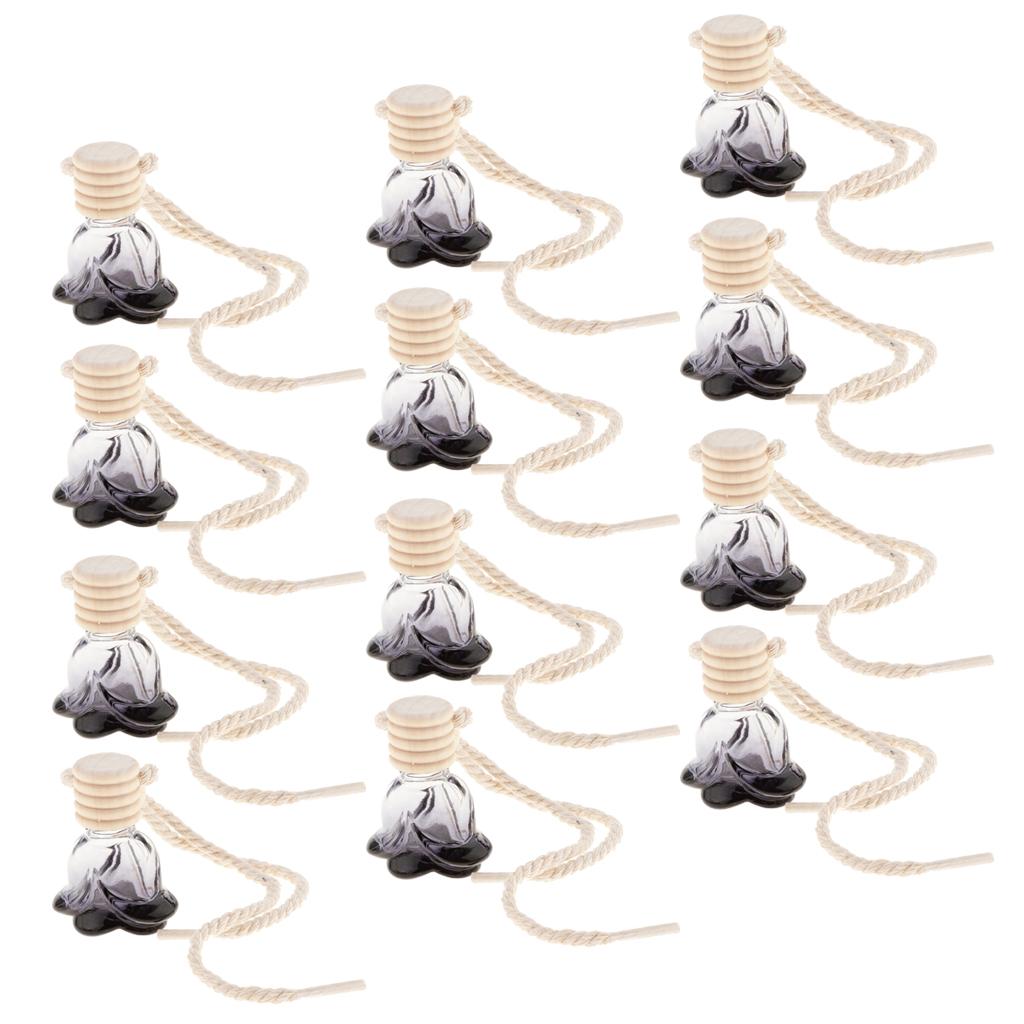 12Pcs 10ml Empty Perfume Bottle Car Hanging Pendant Home Decor Flower