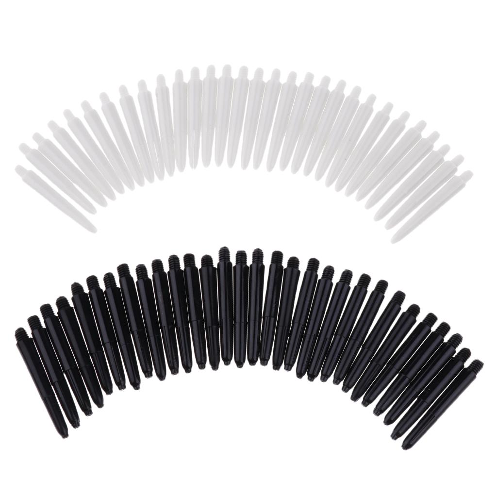 60Pcs 35mm 2BA Thread Plastic Dart Stems Shafts Soft Tip Darts White & Black