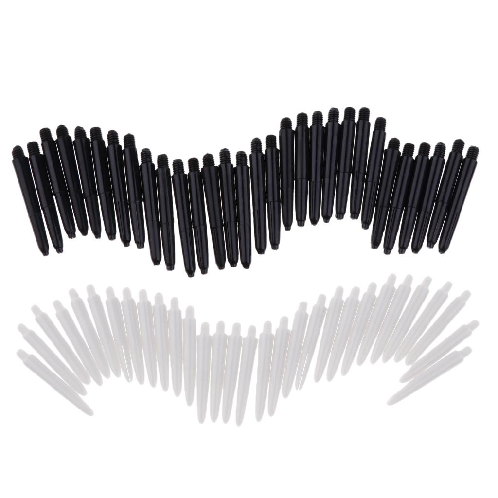 60Pcs 35mm 2BA Thread Plastic Dart Stems Shafts Soft Tip Darts White & Black