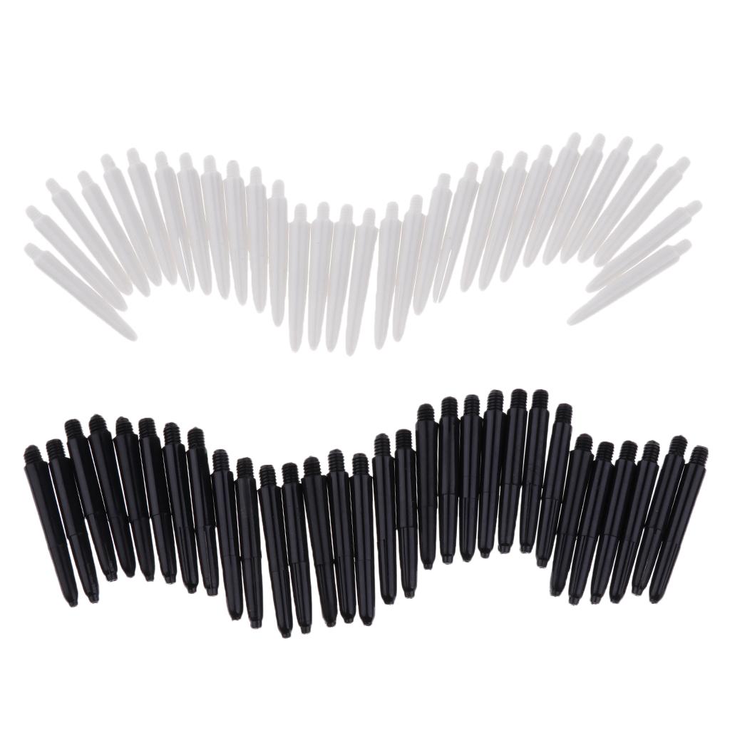 60Pcs 35mm 2BA Thread Plastic Dart Stems Shafts Soft Tip Darts White & Black