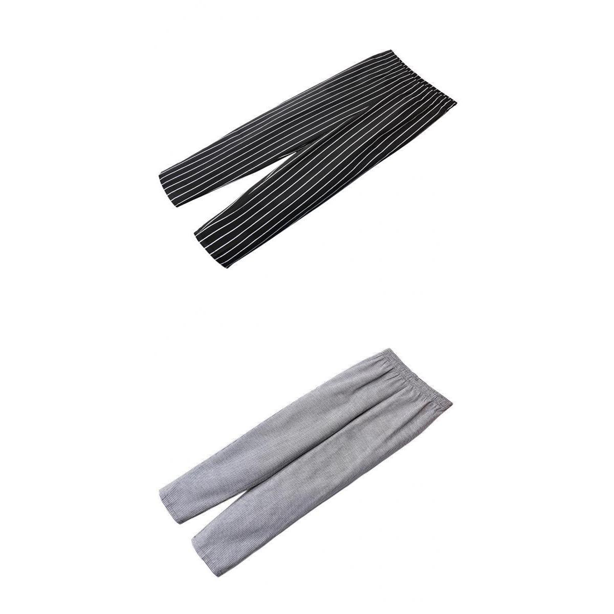 2x Chef Working Pants Elastic Cook Work Trousers XXL Stripe + Houndstooth