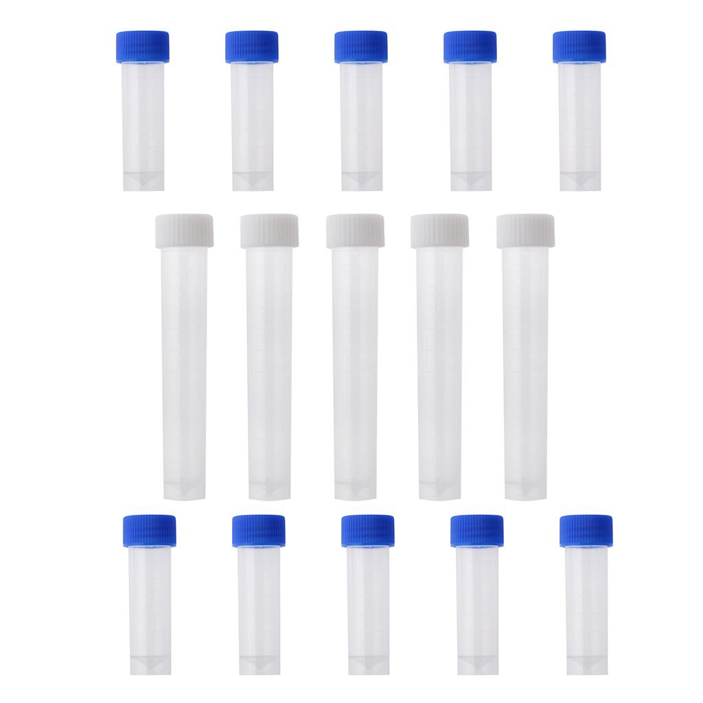 5Pcs 10ml&10Pcs 5ml Plastic Graduated Cryovial Test Tube Sample w/ Screw Cap