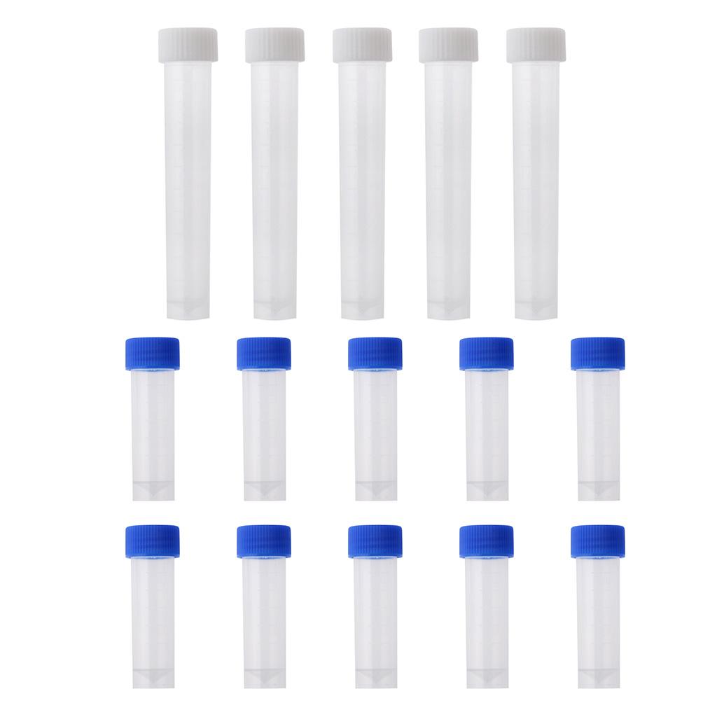 5Pcs 10ml&10Pcs 5ml Plastic Graduated Cryovial Test Tube Sample w/ Screw Cap