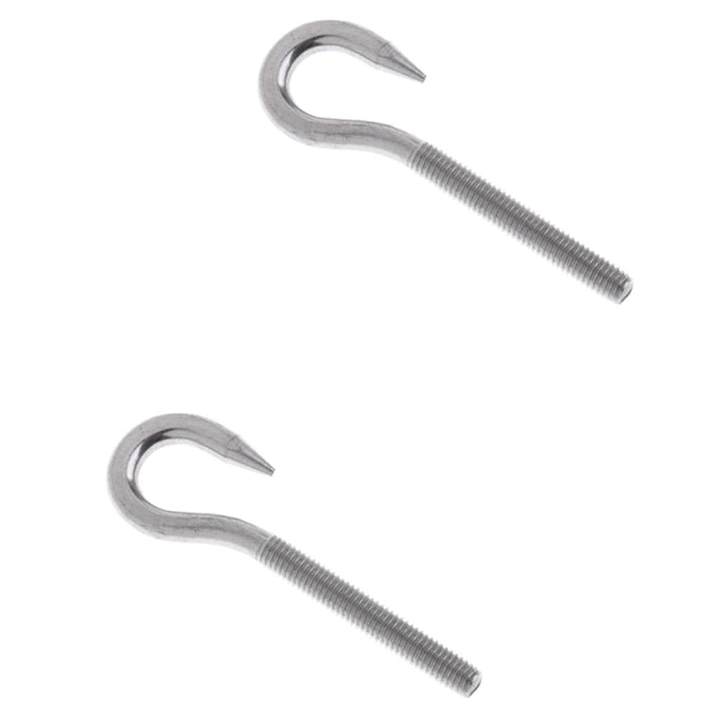 2 Pieces 304 Stainless Steel Threaded Screw Hook Eye Bolt Boat Parts M4 M5