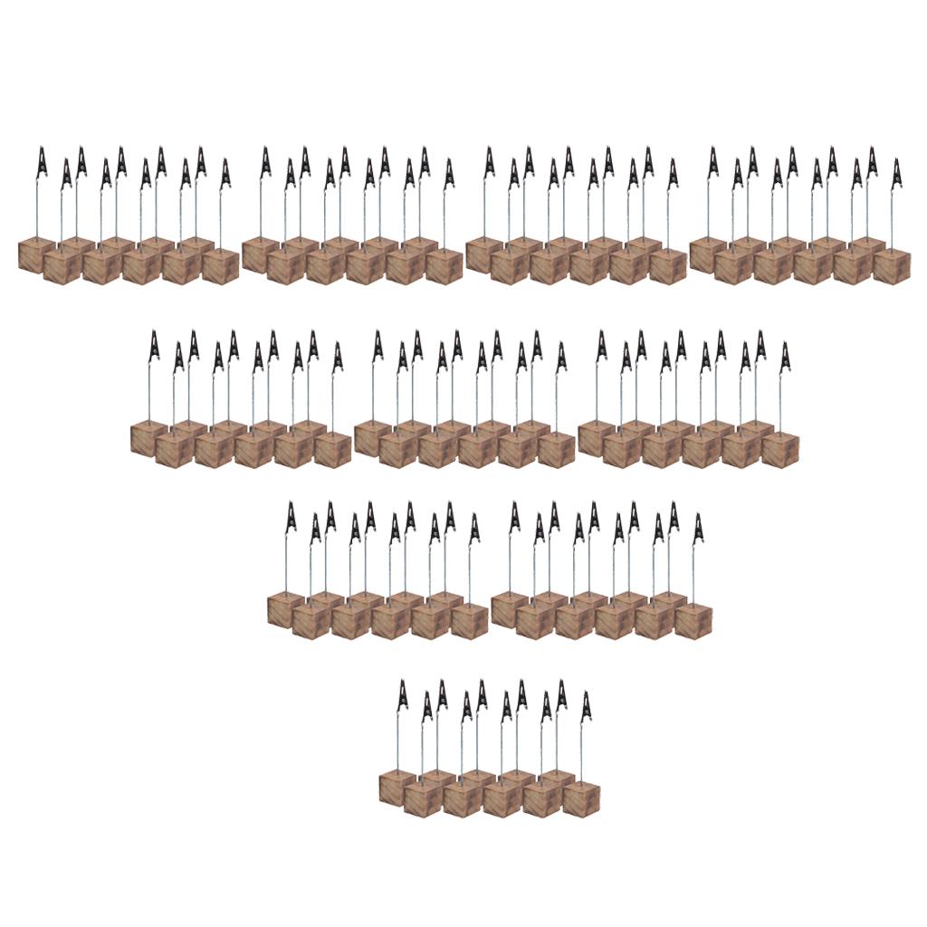 100Pcs Rustic Fire Scar Wood Base Photo Clip Wedding Table Place Card Holder