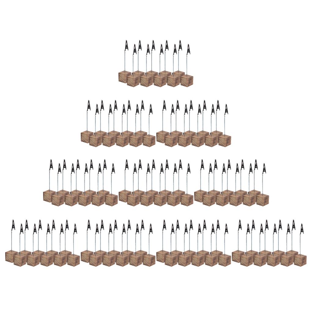 100Pcs Rustic Fire Scar Wood Base Photo Clip Wedding Table Place Card Holder