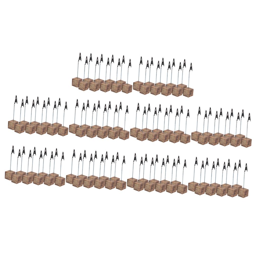 100Pcs Rustic Fire Scar Wood Base Photo Clip Wedding Table Place Card Holder