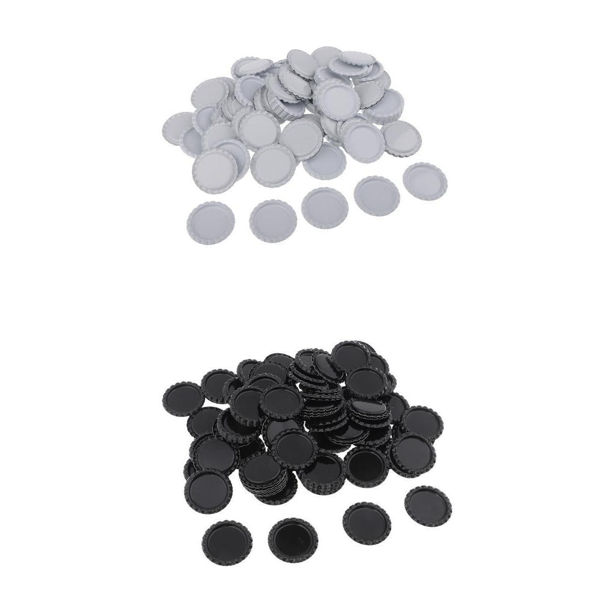 200 Pieces Black White Flattened Bottle Caps for DIY Hair Bows Craft 25mm