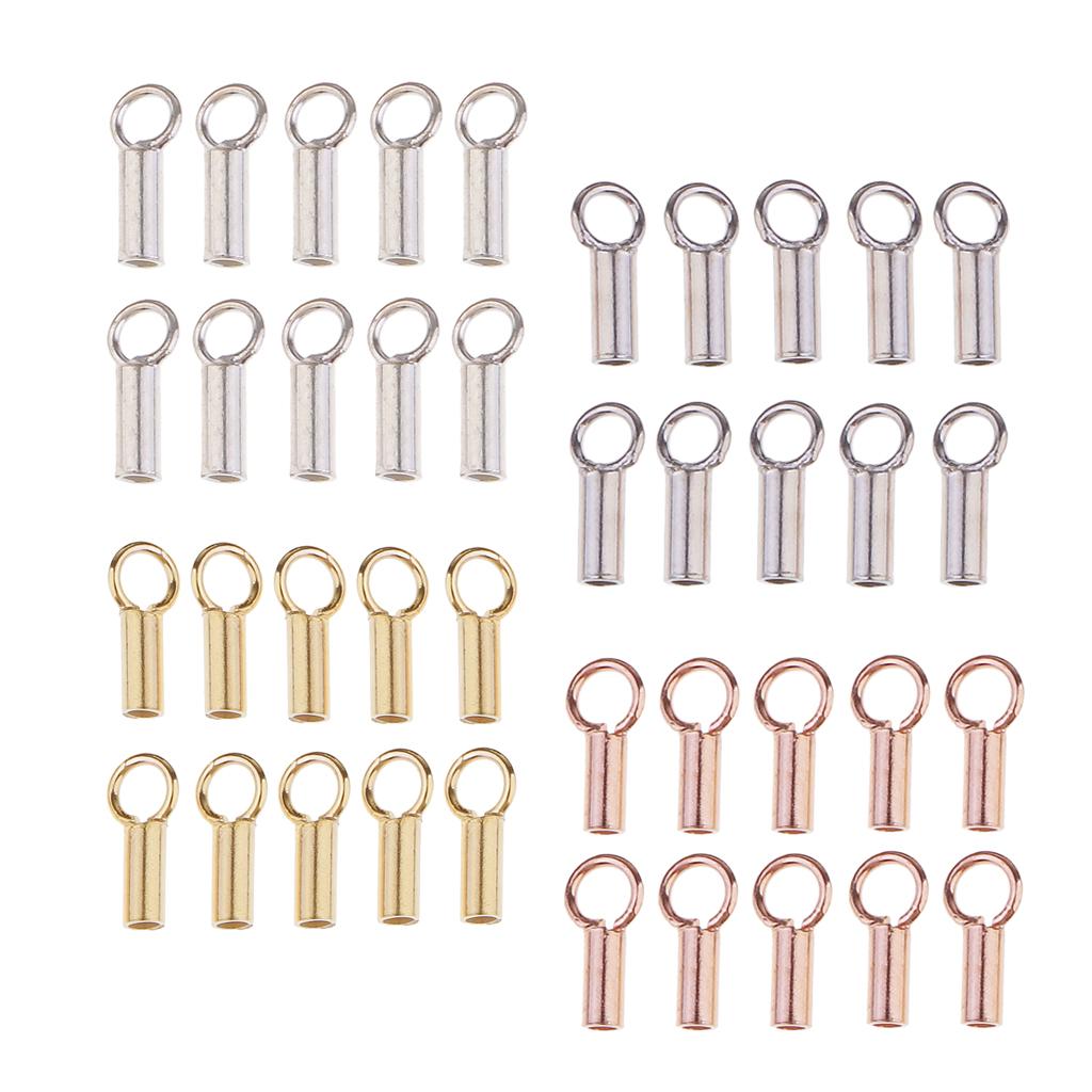 40 Piece 925 Sterling Silver Tube Cord End Caps Crimp Beads Stopper Findings