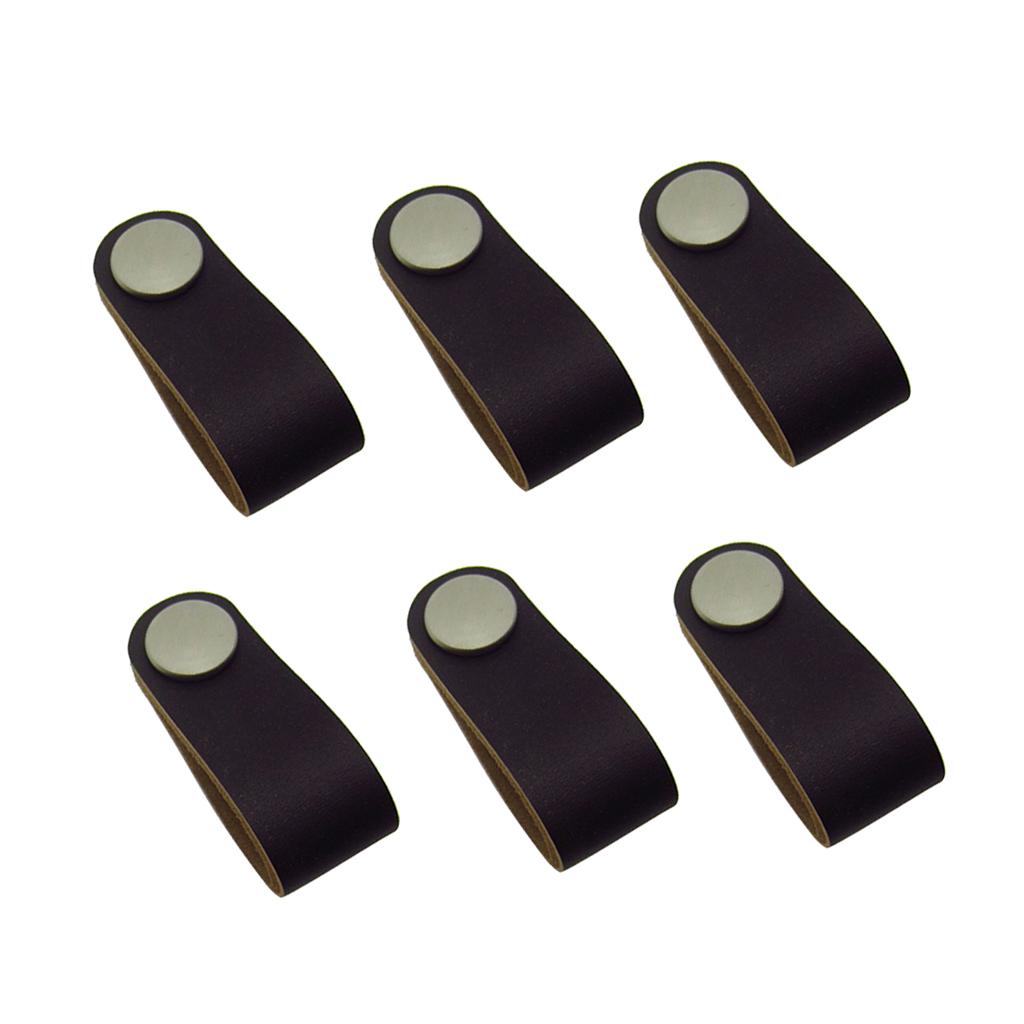 6x Handmade Leather Suitcase Handle Drawer Cabinet Leather Handle Pulls Knob