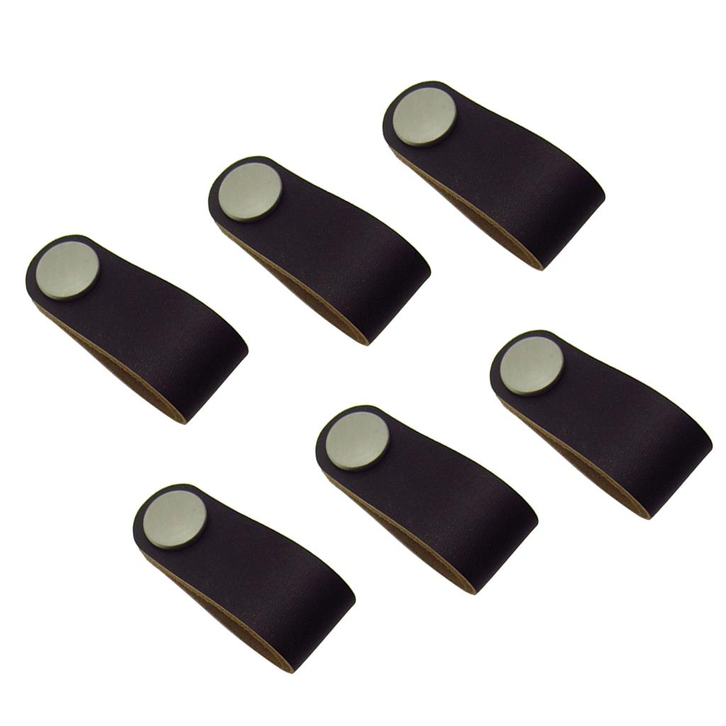 6x Handmade Leather Suitcase Handle Drawer Cabinet Leather Handle Pulls Knob