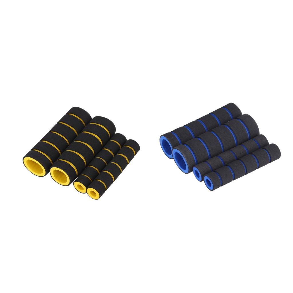 2 Set 4 in 1 Motorcycle Foam Nonslip Handle Handlebar Cover Yellow & Blue