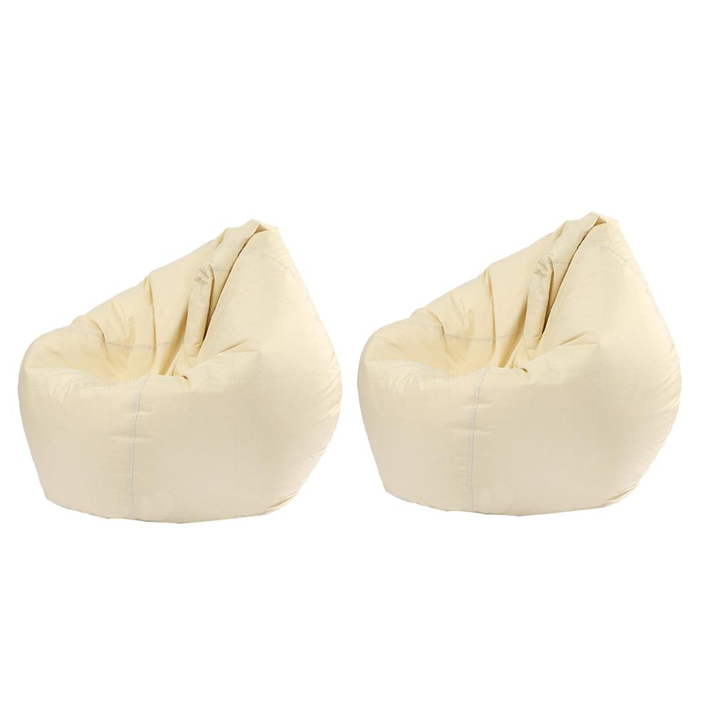 2 Pieces Waterproof Stuffed Animal Storage Bean Bag Cover Beige