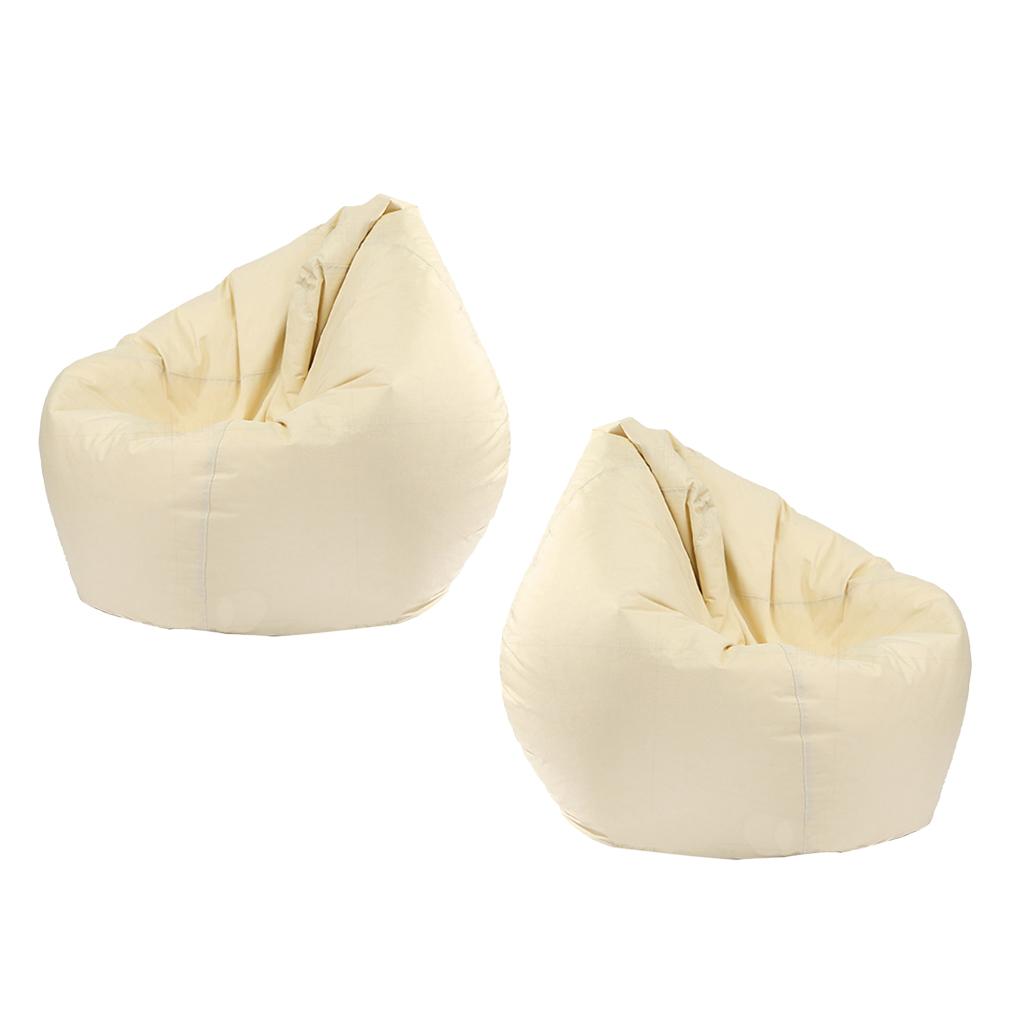 2 Pieces Waterproof Stuffed Animal Storage Bean Bag Cover Beige