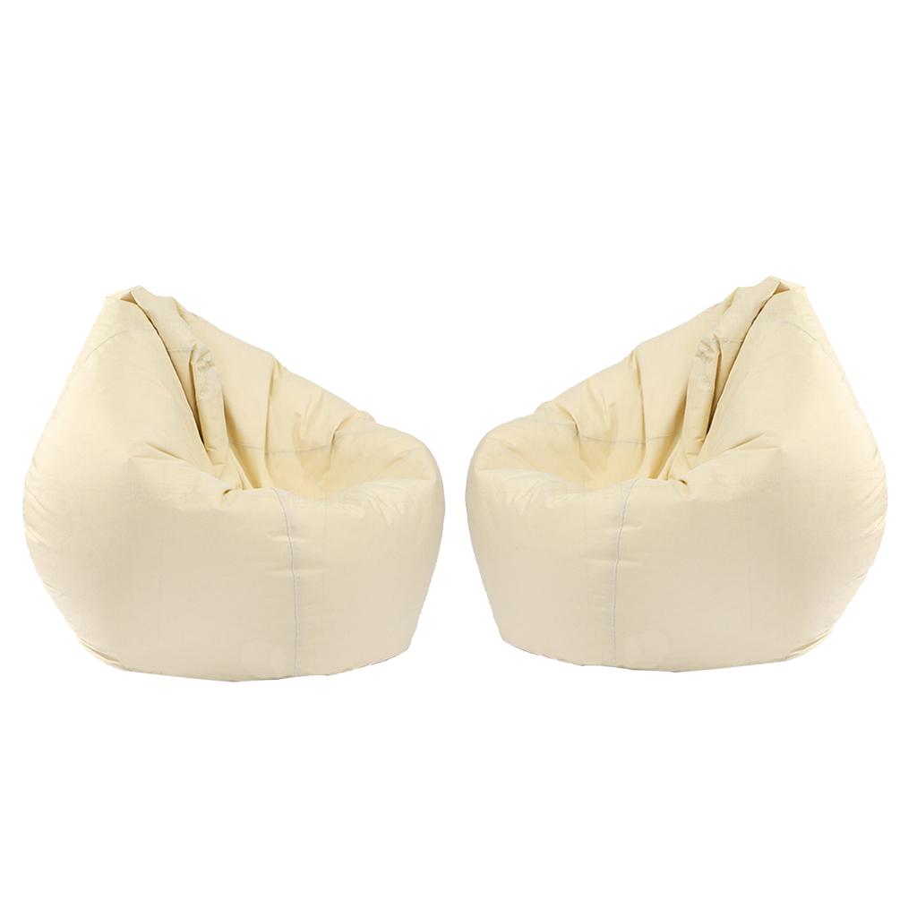 2 Pieces Waterproof Stuffed Animal Storage Bean Bag Cover Beige