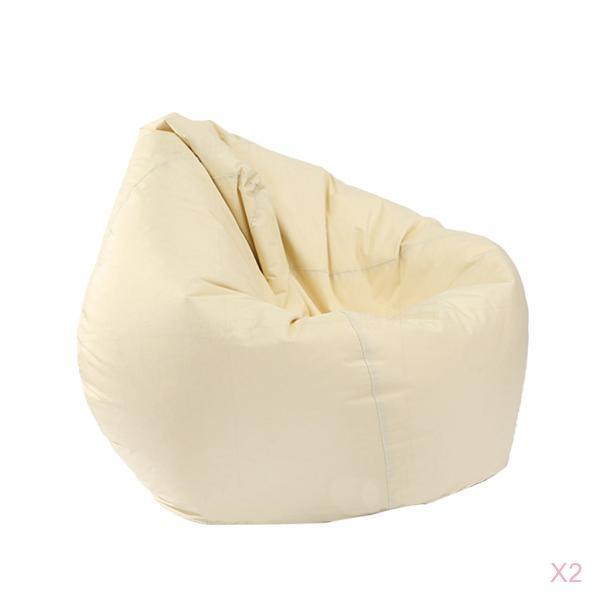 2 Pieces Waterproof Stuffed Animal Storage Bean Bag Cover Beige