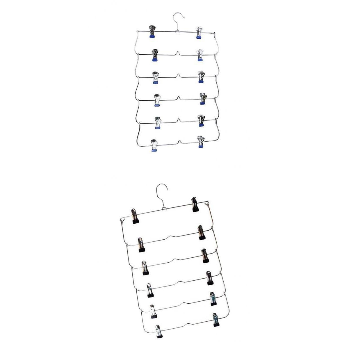 2 Pack Skirt Hangers Pants Hangers Closet Organizer Fold Up Hangers 6 Tier