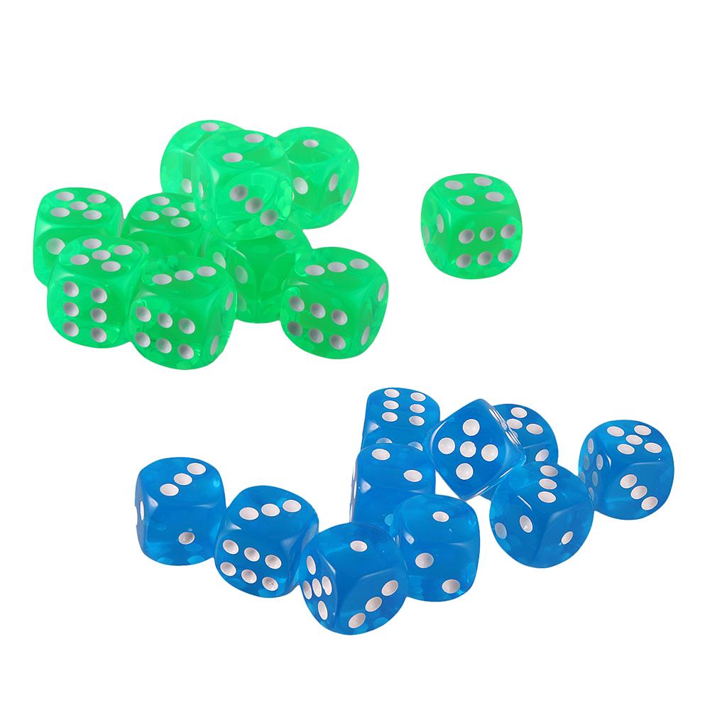 20 Pieces Acrylic Six Sided D6 Dice for DND RPG Party Board Game Toys Gift