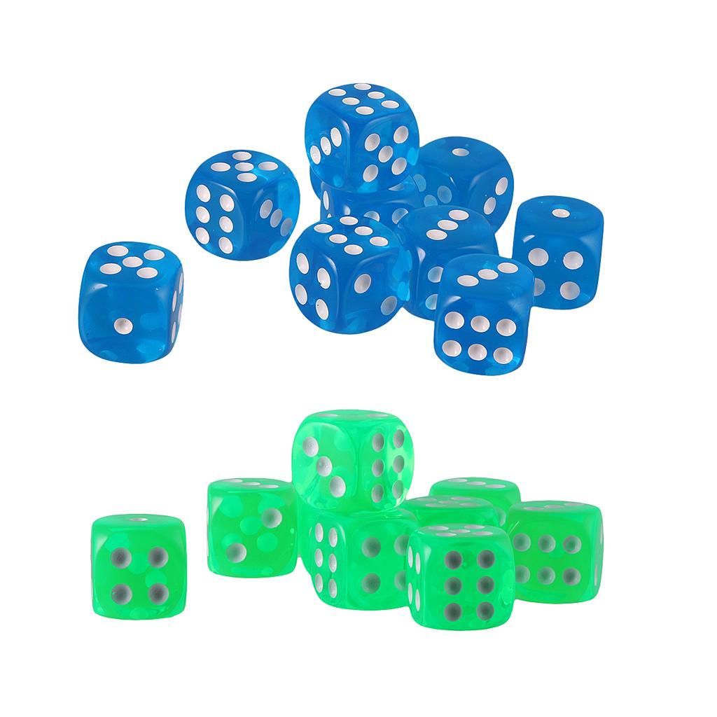 20 Pieces Acrylic Six Sided D6 Dice for DND RPG Party Board Game Toys Gift