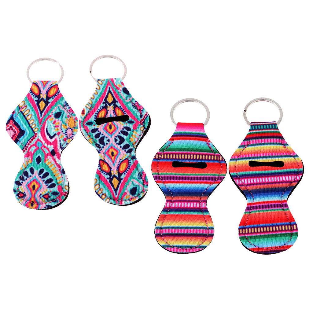 2 Pair Colorful Handy Lip Balm Holder Key Chain Gifts for Kids and Adults