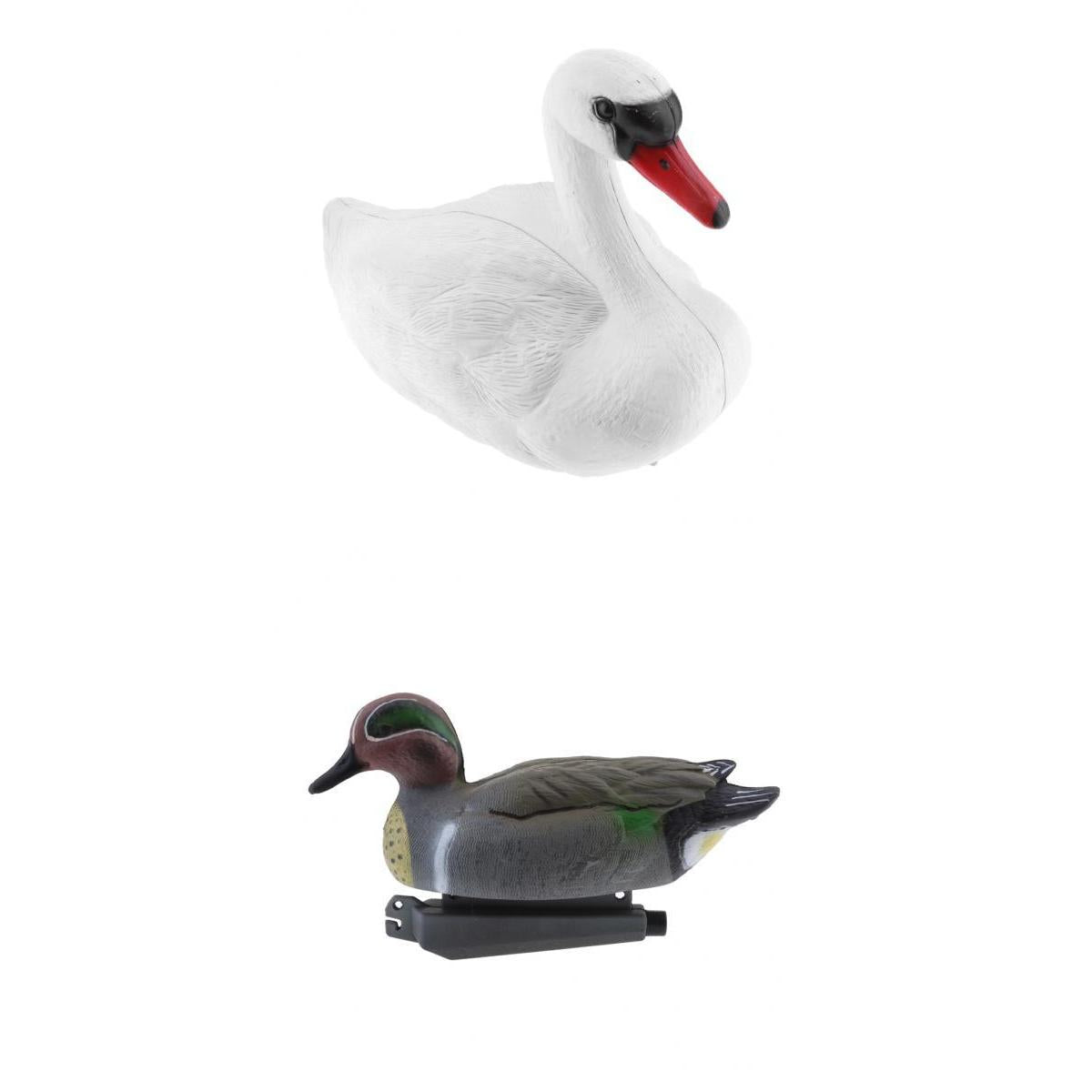 2x Floating Swan Decoy & 31cm Drake Hunting Fishing Garden Scarer Scarecrow