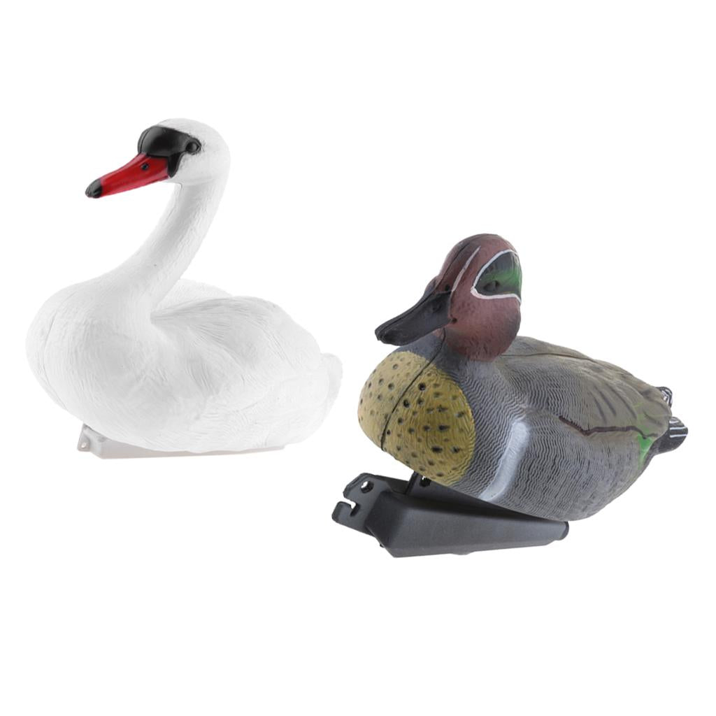 2x Floating Swan Decoy & 31cm Drake Hunting Fishing Garden Scarer Scarecrow