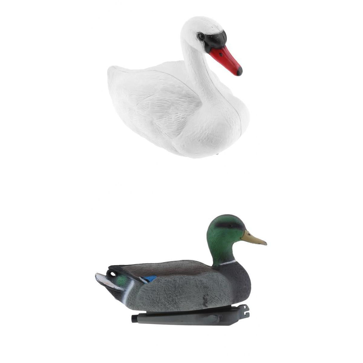 2x Floating Swan Decoy & 35cm Drake Hunting Fishing Garden Scarer Scarecrow
