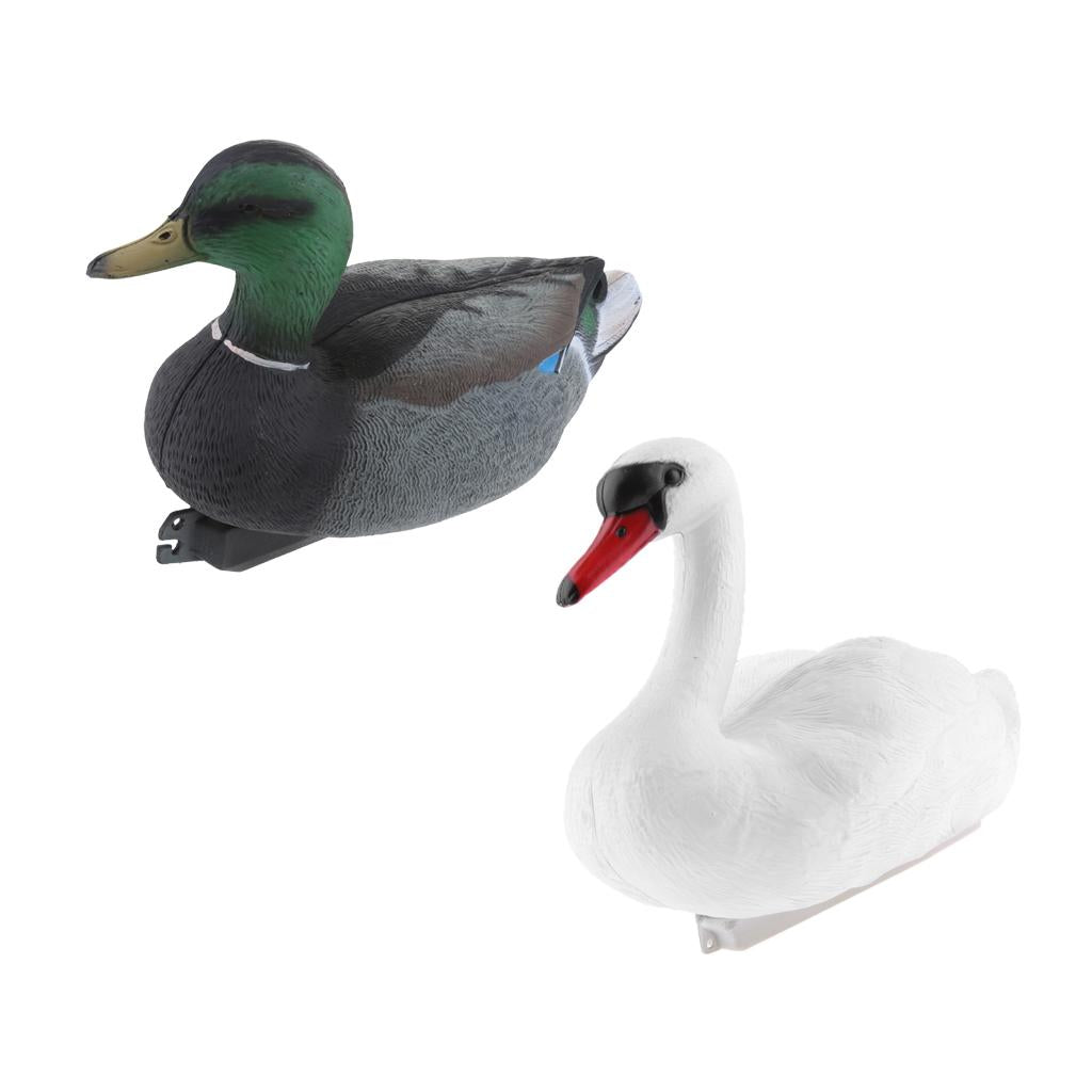2x Floating Swan Decoy & 35cm Drake Hunting Fishing Garden Scarer Scarecrow