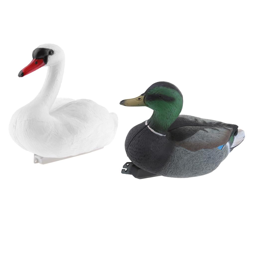 2x Floating Swan Decoy & 35cm Drake Hunting Fishing Garden Scarer Scarecrow