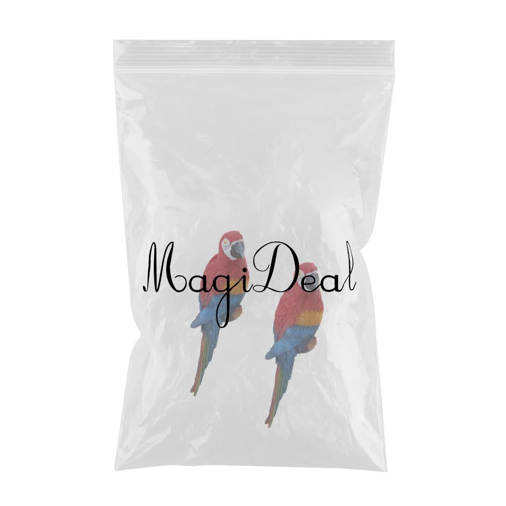 2x Realistic Parrot Resin Bird Animal Ornament Hanging 31cm Look Right Red
