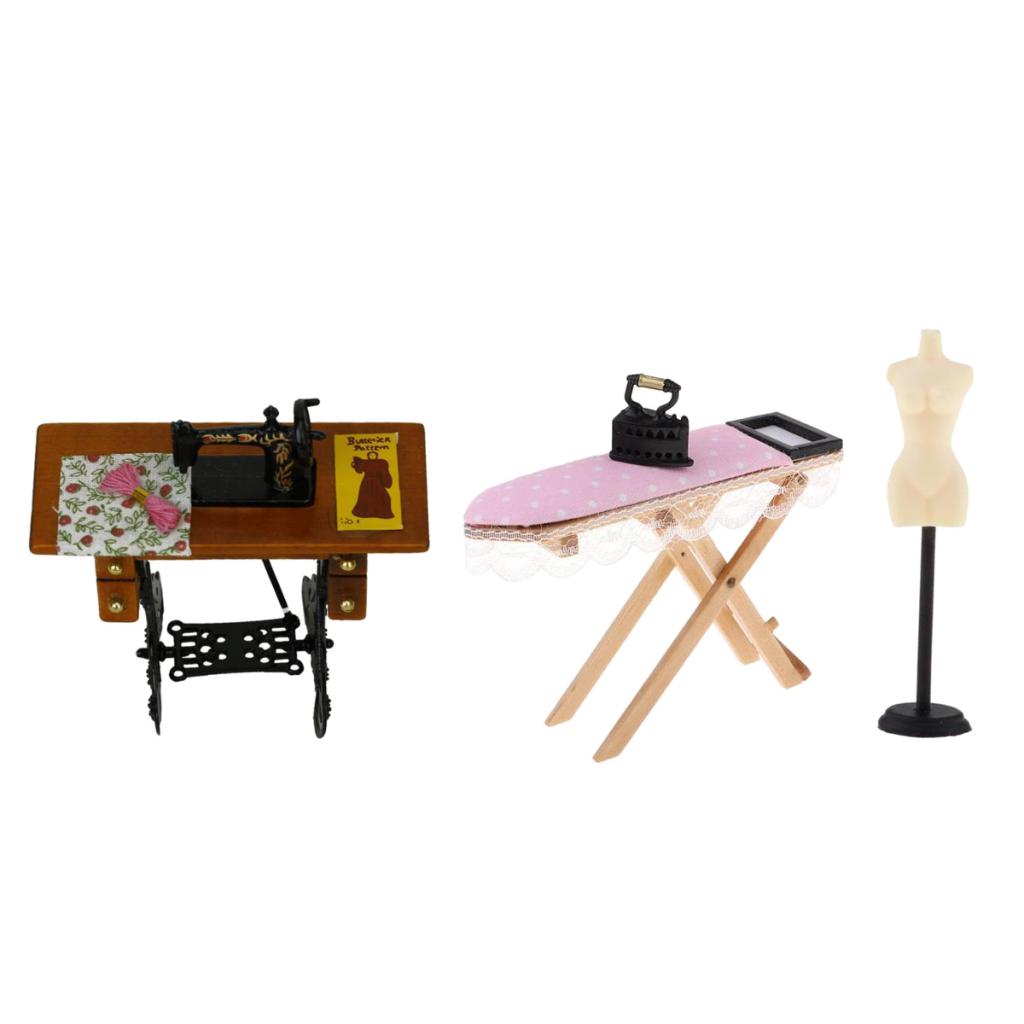 3pcs 1/12 Dollhouse Miniature Furniture Accs and Mannequin Model Stand Decor