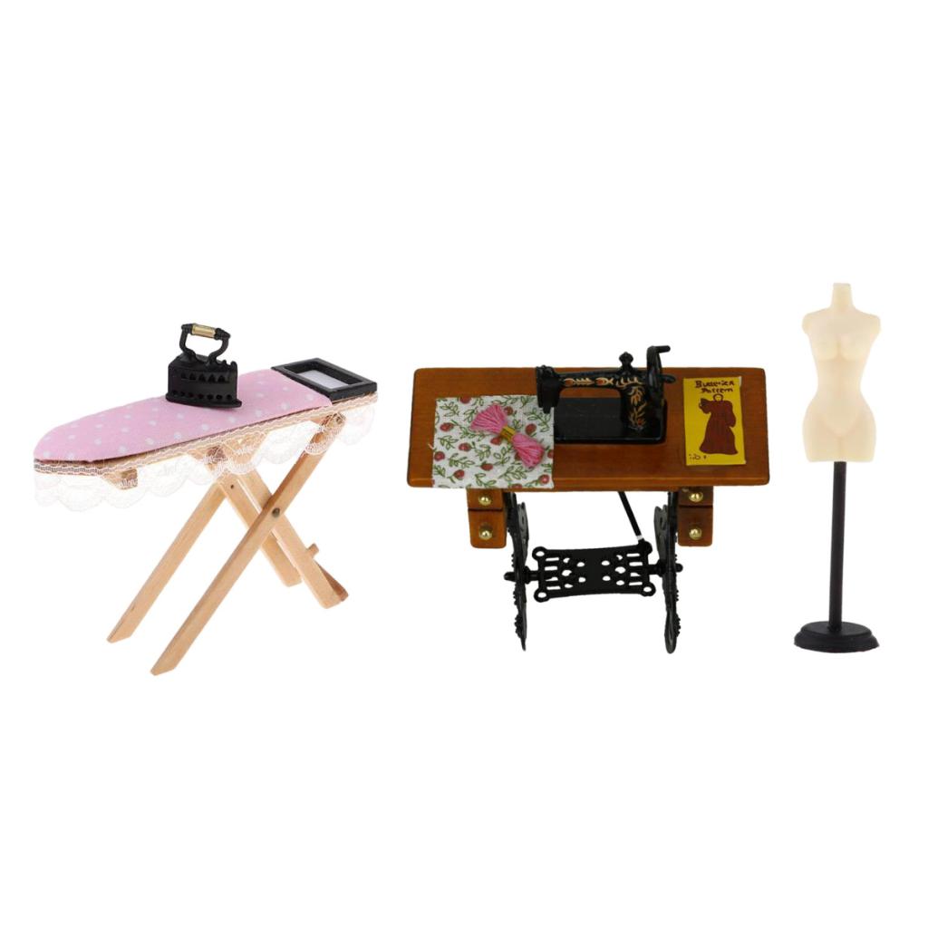 3pcs 1/12 Dollhouse Miniature Furniture Accs and Mannequin Model Stand Decor