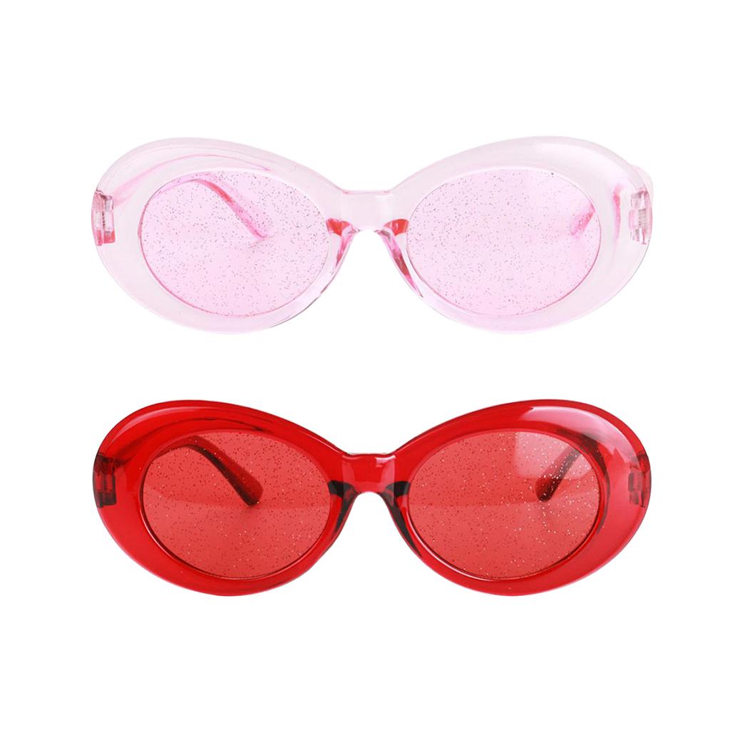 2 Retro Transparent Clout Goggles Oval Bold Mod Thick Framed Sunglasses