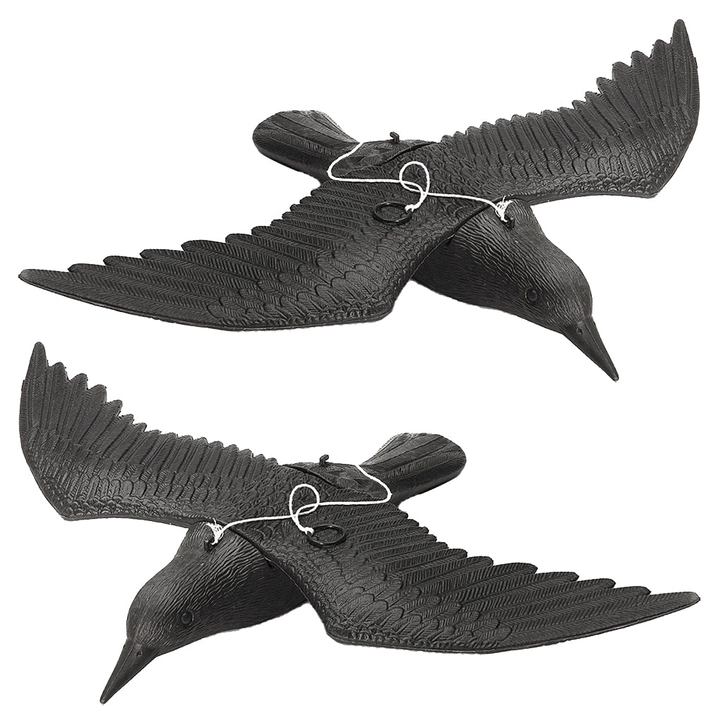 2pcs Realistic Flying Hunting Black Crow Decoy Garden Scarer Scarecrow
