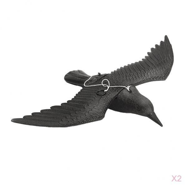 2pcs Realistic Flying Hunting Black Crow Decoy Garden Scarer Scarecrow