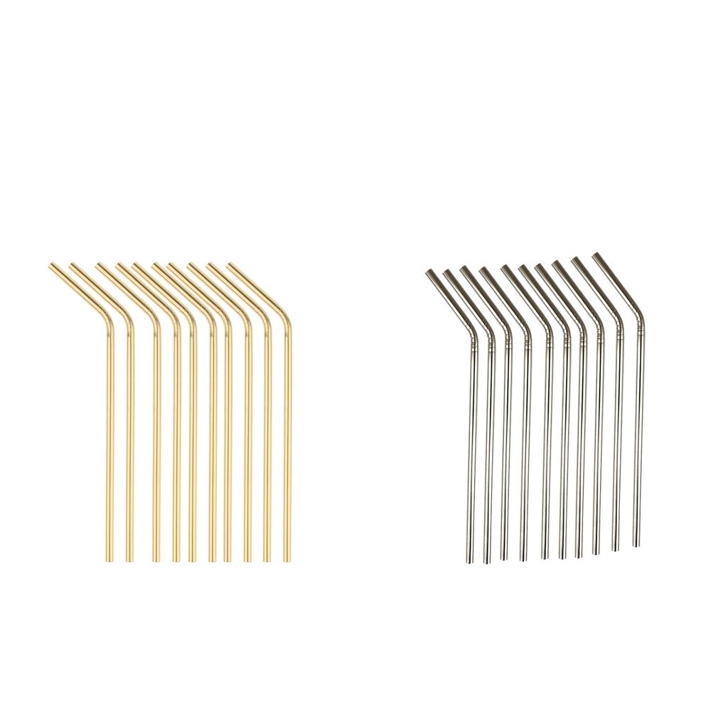 20 Pieces Reusable Metal Stainless Steel Drinking Straws Curved for Cups