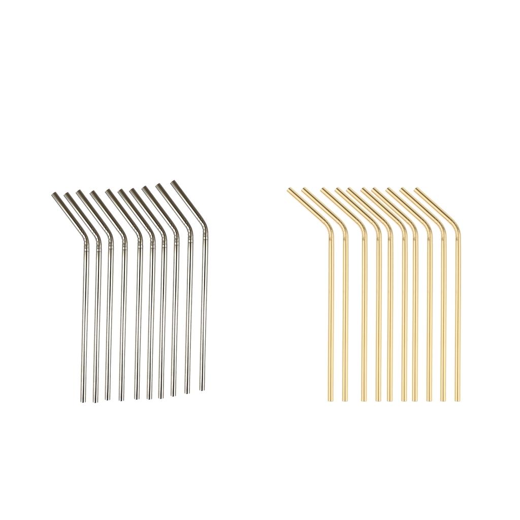 20 Pieces Reusable Metal Stainless Steel Drinking Straws Curved for Cups