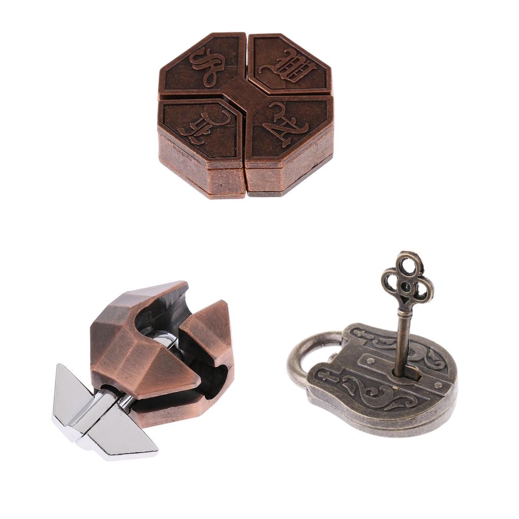 3pcs Chinese Lock Puzzle Metal Brain Teaser IQ Test Toys for Adults Children