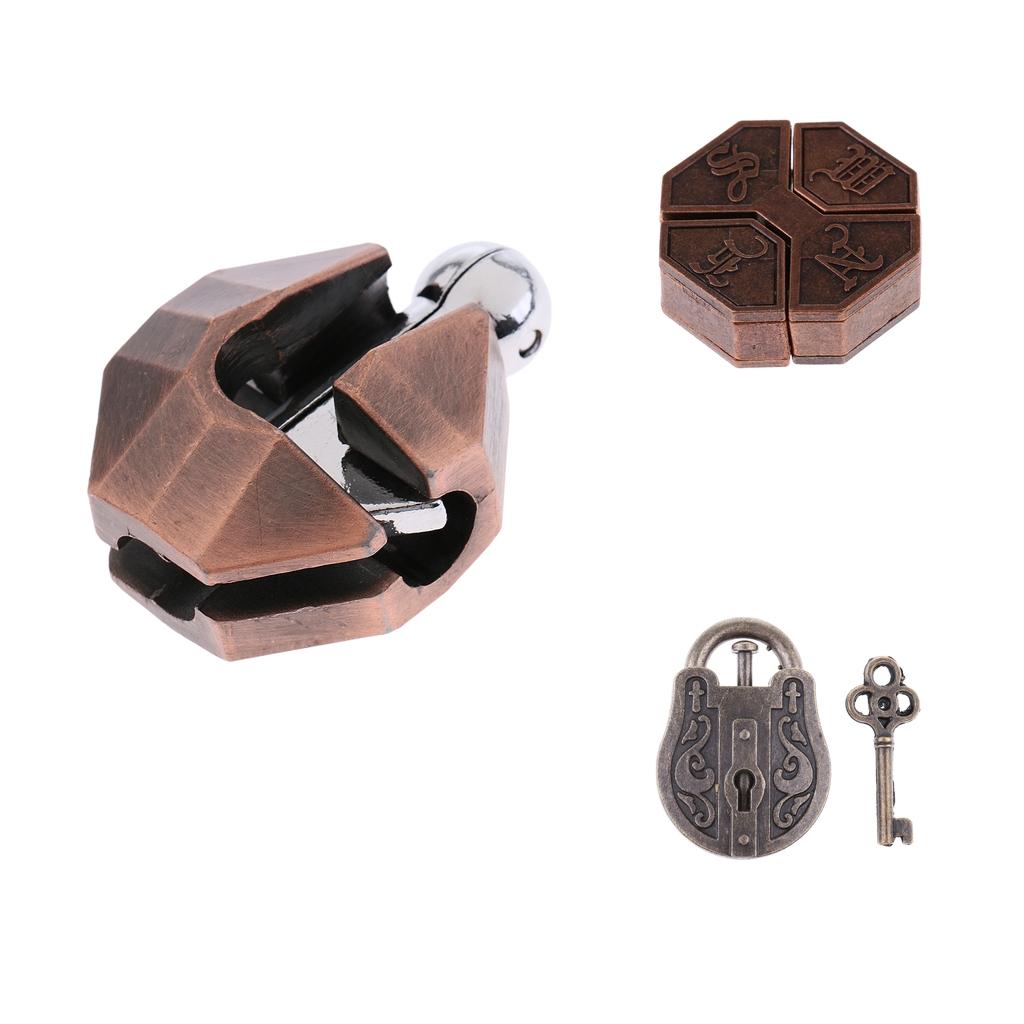 3pcs Chinese Lock Puzzle Metal Brain Teaser IQ Test Toys for Adults Children