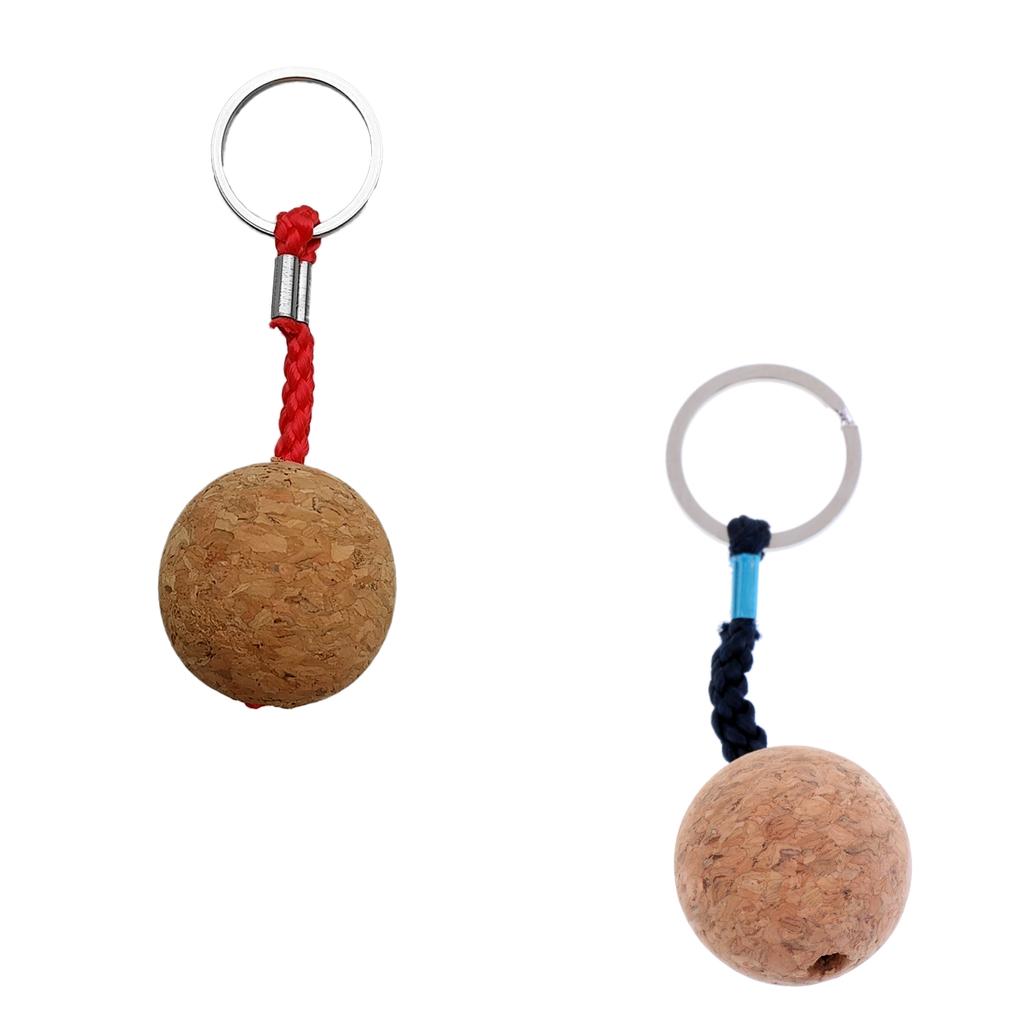 2Pcs 3.5cm Single Ball Cork Keyring Buoyant Key Ring Marine Sail Boat Float