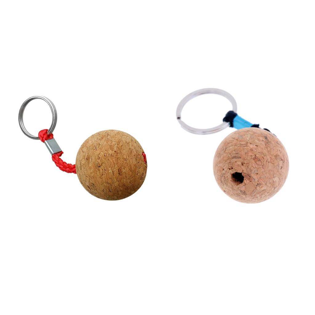 2Pcs 3.5cm Single Ball Cork Keyring Buoyant Key Ring Marine Sail Boat Float